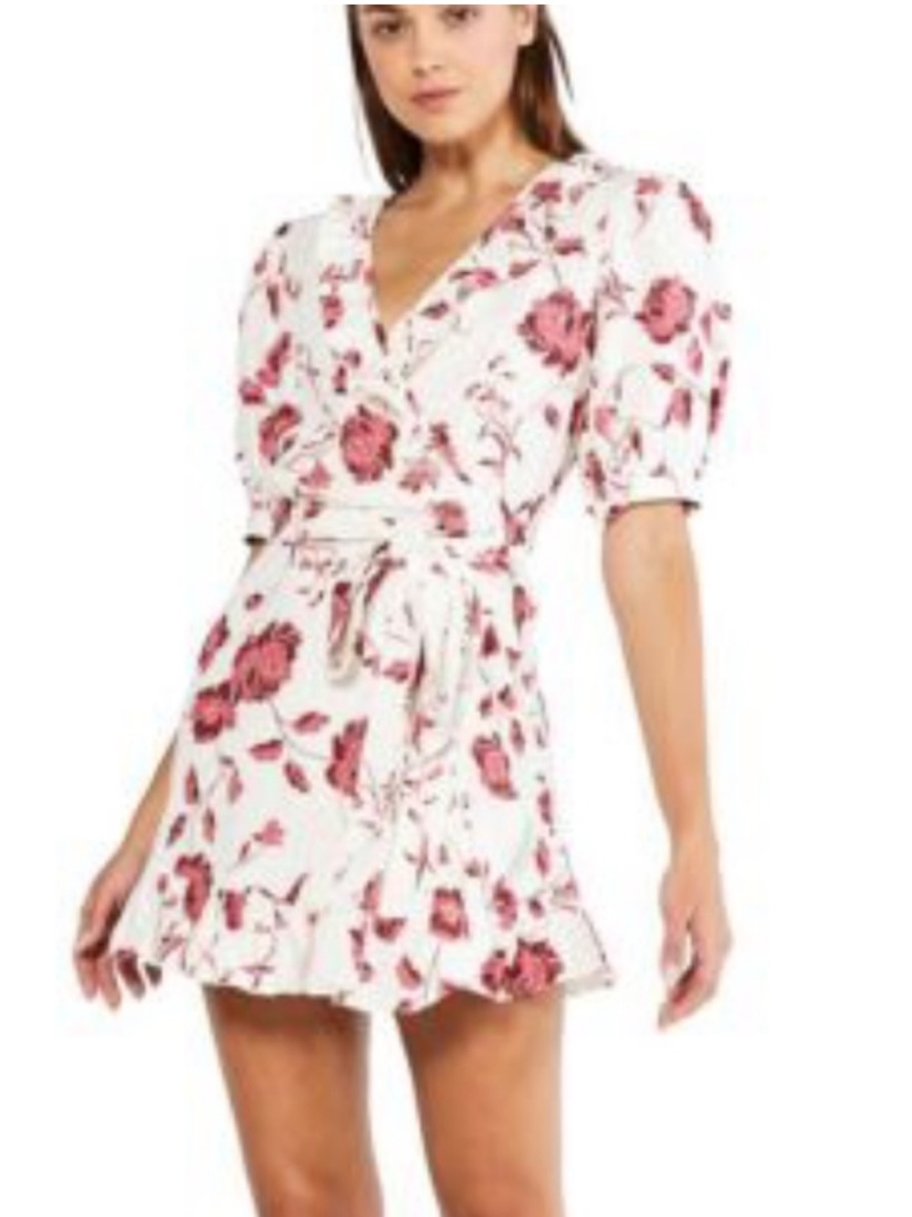 Misa Thora Ruffle Linen Blend Wrap Dress-Small